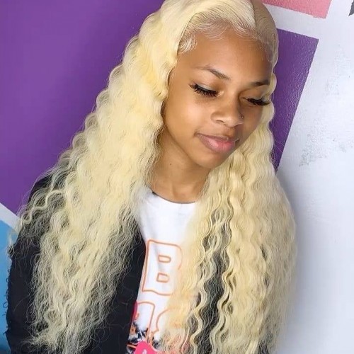 #613 Blonde Human Hair Transparent Lace Deep Wave Full Lace Wig | Human Hair Wig | Lace Front